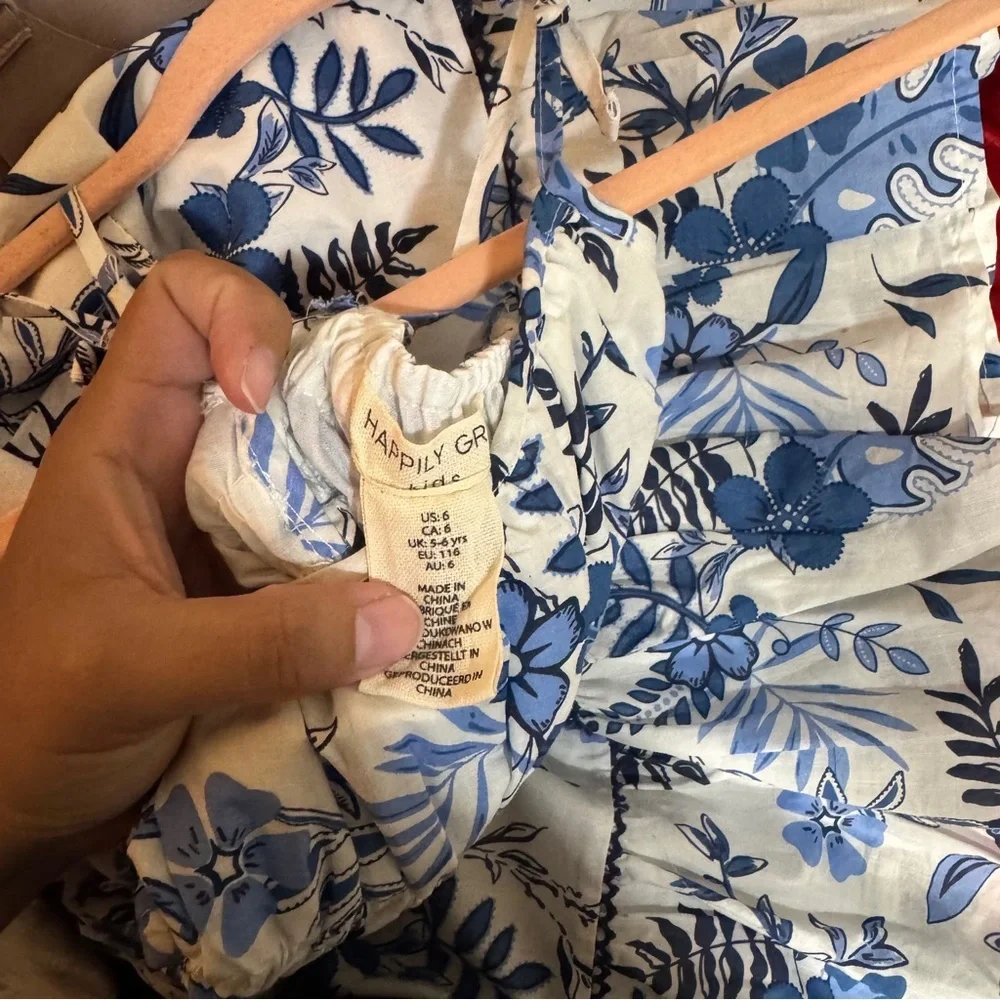 Floral Blue and White Girls Sundress - Picture 7 of 7